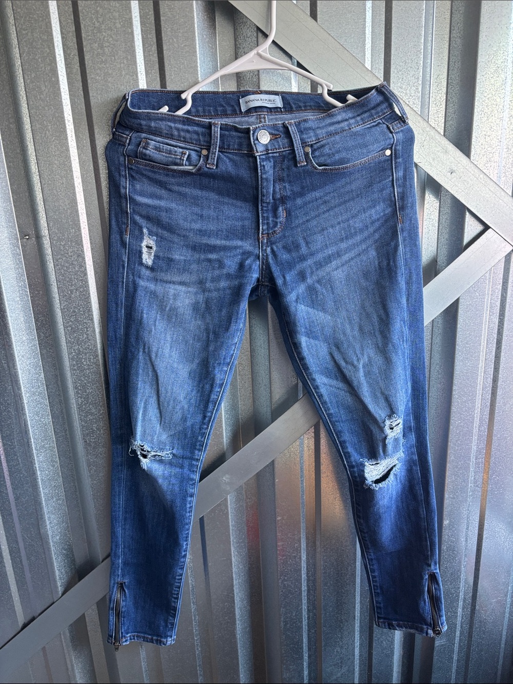 Banana Republic Dark Blue Skinny Distressed Jeans